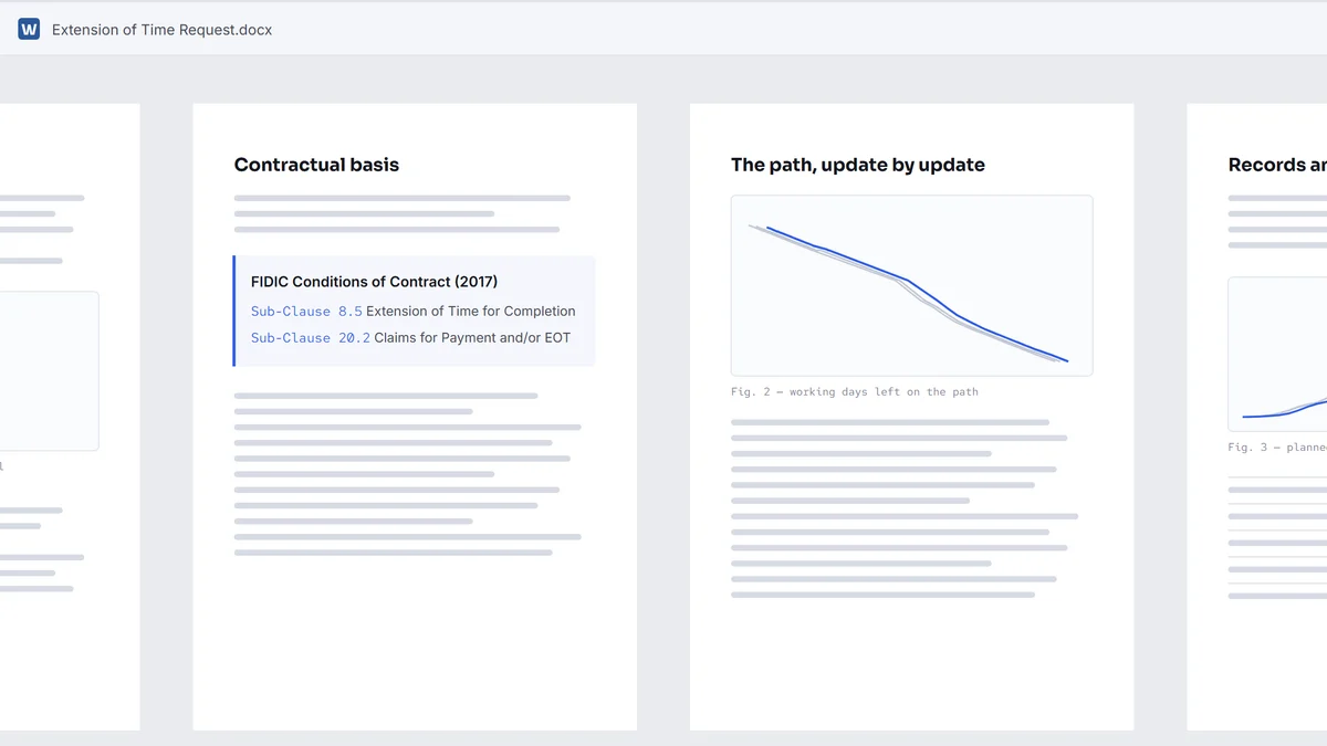 The extension of time request, drafted page by page.